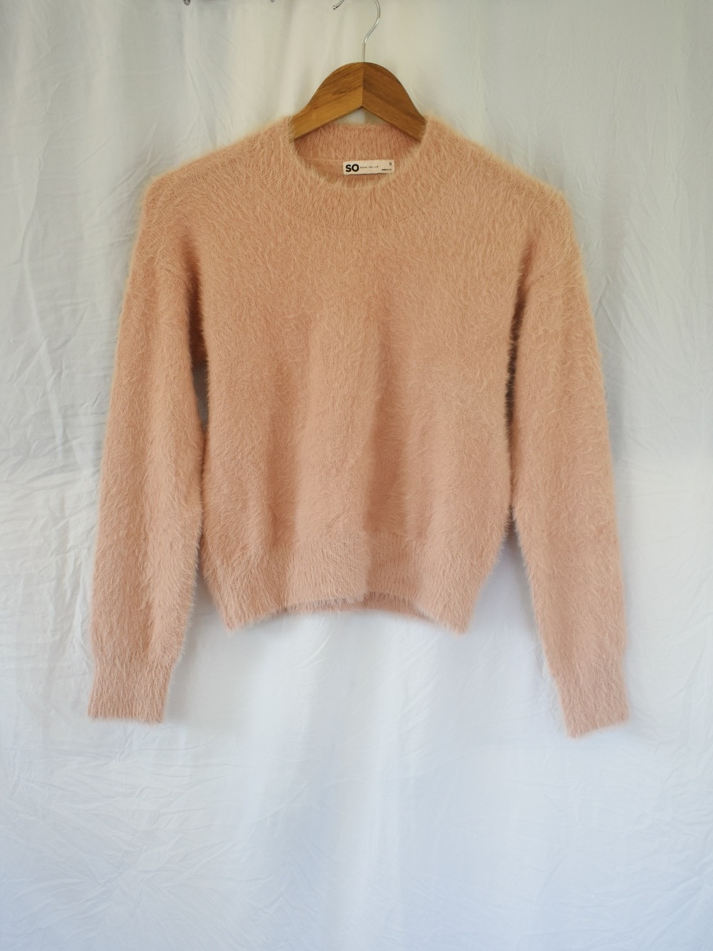SO Blush Pink Fuzzy Crew Sweater - Picture 3 of 5
